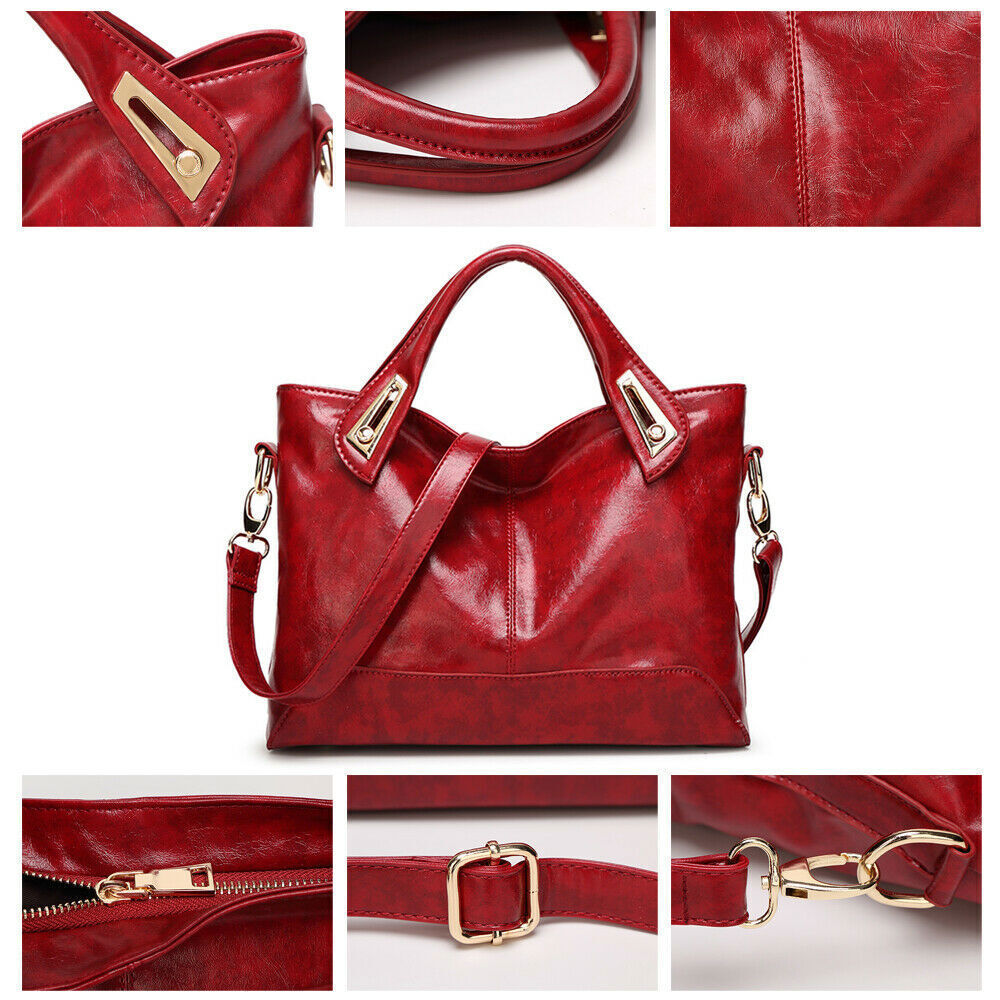 Women Large Soft PU Leather Tote Crossbody Satchel Shoulder Handbag Shopping Bag 24Hr Smart